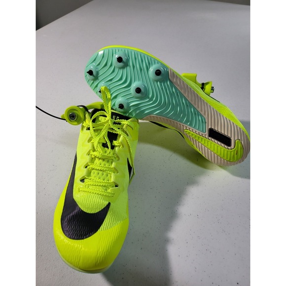 Nike Athletic Rival Sprint Track Shoes Neon Volt Black Spikes Lightweight Racing - Picture 2 of 9